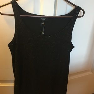 Talbots Black Sequin Sparkle Tank Top Small - NWT
